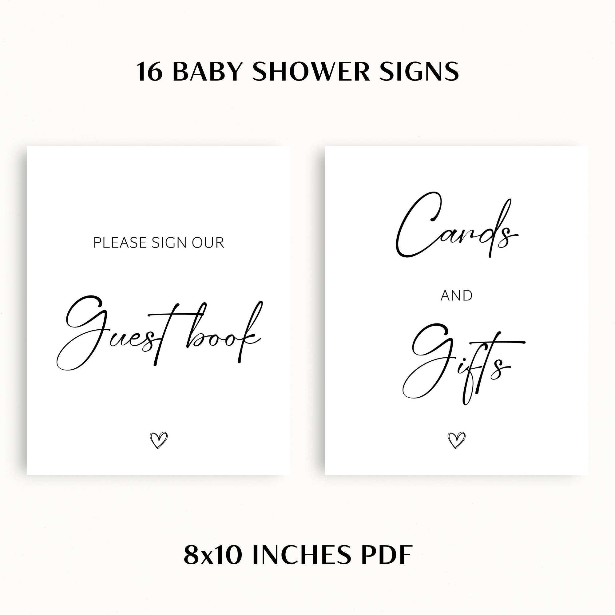 16 Printable Black and White Baby Shower Table Signs 8x10 Baby Shower ...