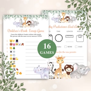 Printable Safari Animals Baby Shower Games: Jungle Theme, 16 Game Bundle, DOWNLOAD