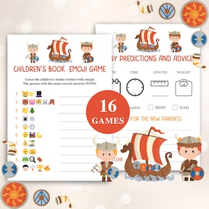 16 Printable Viking Baby Shower Games | Nordic Baby Shower Game Bundle | Viking Ship Baby Shower Games | DOWNLOAD