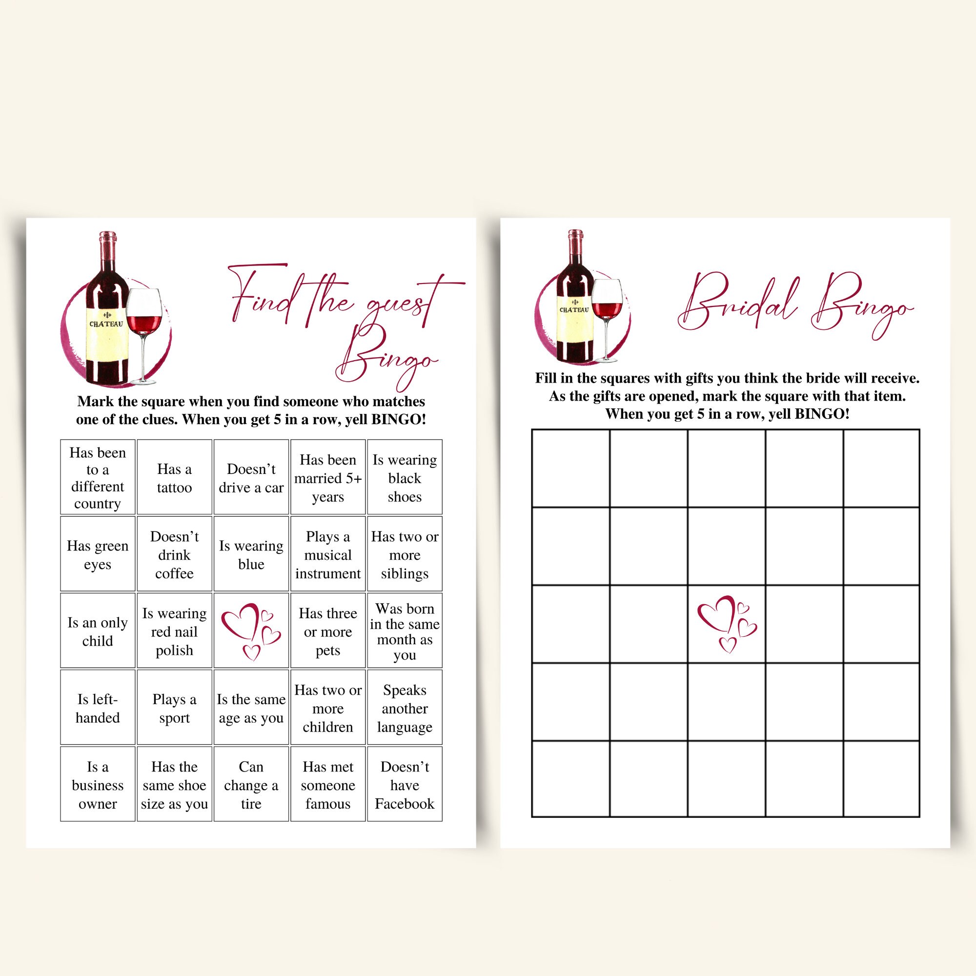 10 Printable Wine Themed Bridal Shower Games Winery Bridal Shower Game ...
