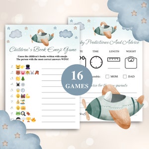 16 Printable Airplane Baby Shower Games, Travel Baby Shower Game Bundle, Precious Cargo Baby Shower, Up Up And Away Baby Shower Games