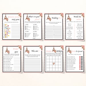 Printable Paris Bridal Shower Games Parisian Bridal Shower | Etsy