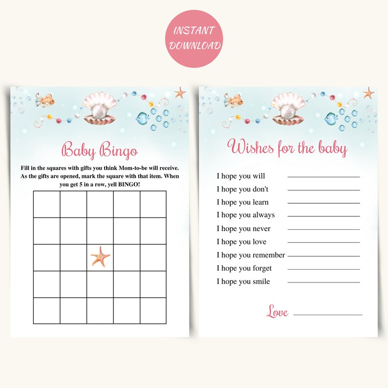 8 Printable Ocean Themed Baby Shower Games, Ocean Baby Shower Game