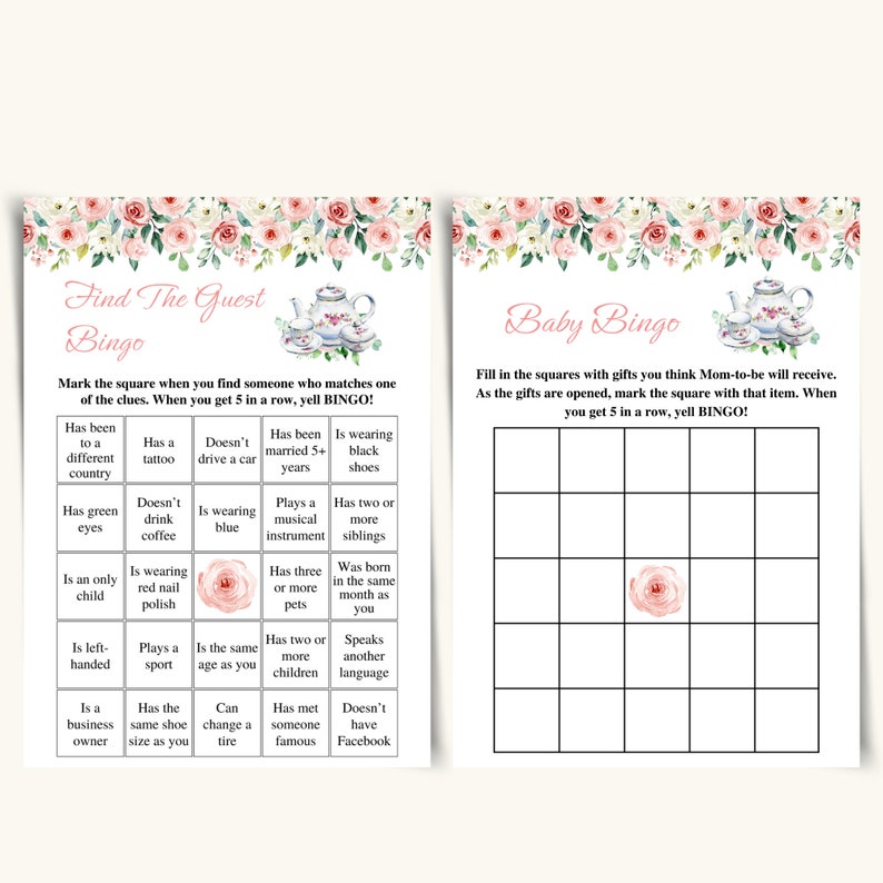 14 Printable Tea Party Baby Shower Games Afternoon Tea Baby Etsy