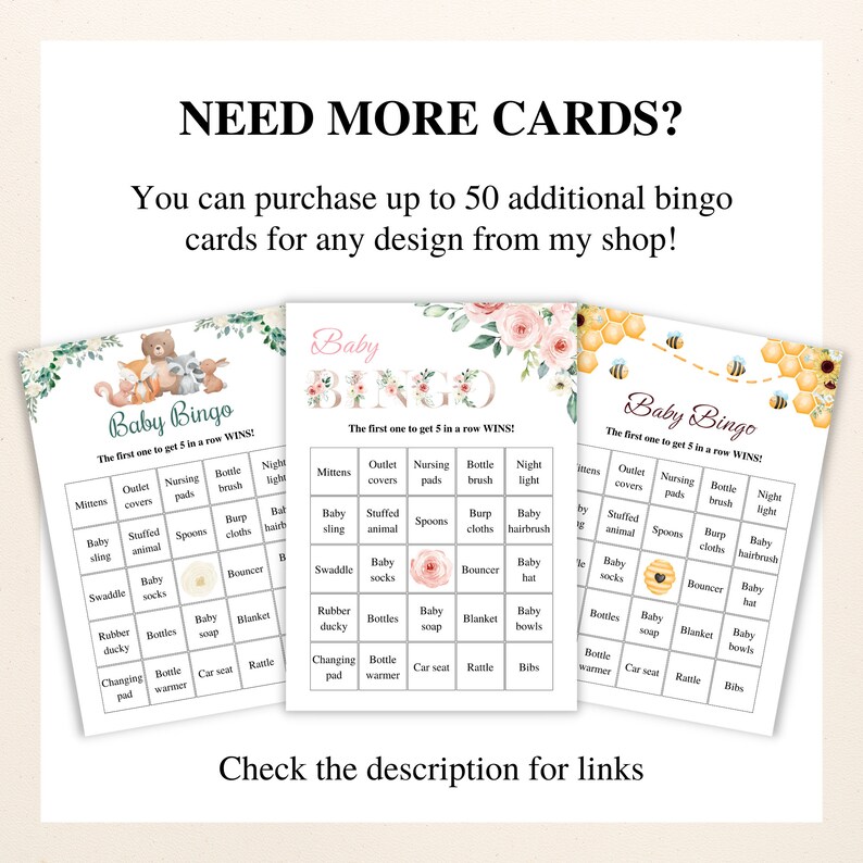 30 Printable Pink Giraffe Baby Shower Bingo Cards 5x7'' Prefilled Baby ...