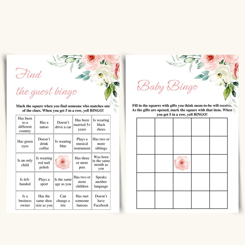 14 Printable Floral Baby Shower Games Blush Pink Baby Shower Etsy
