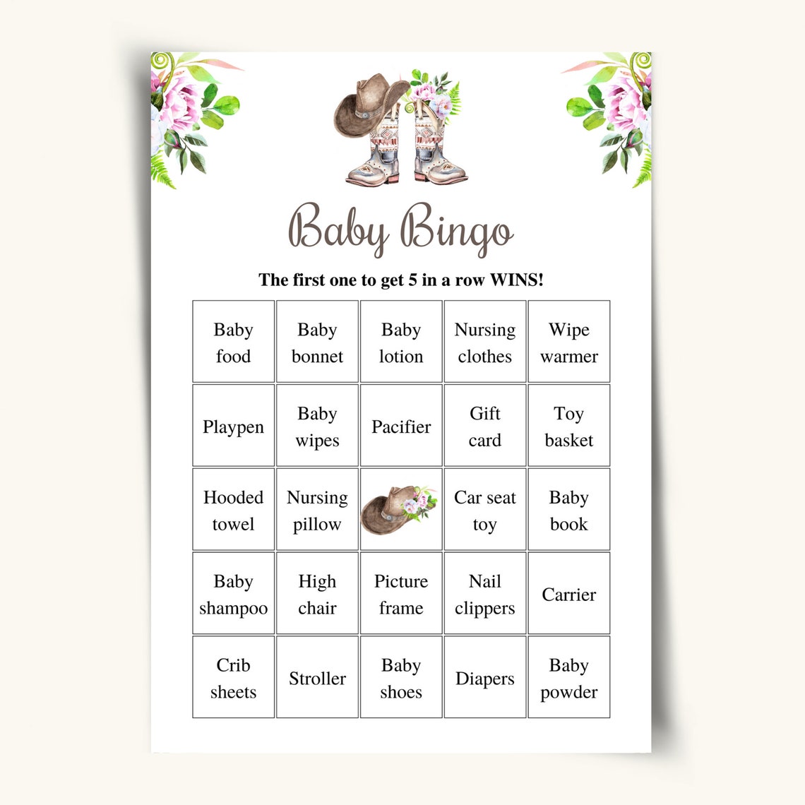 30 Printable Prefilled Baby Shower Bingo Cards Country Baby - Etsy UK