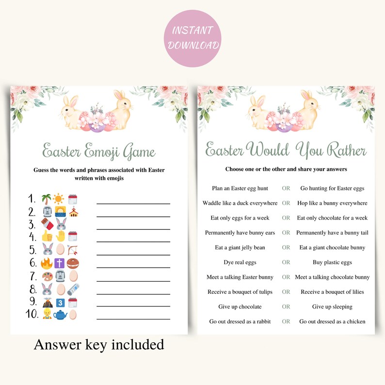 12 Printable Easter Games, Fun Easter Game Bundle, Easter Family Games