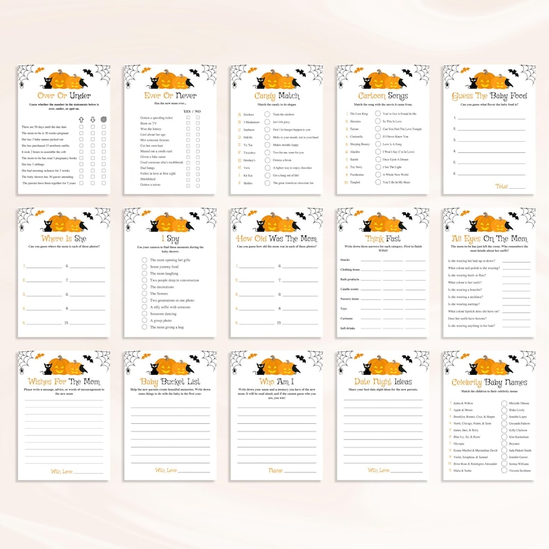 30 Printable Spooky Baby Shower Games: Halloween Baby Shower Game Bundle, Little Boo Baby Shower Games, Pumpkin Baby Shower Games, DOWNLOAD image 7