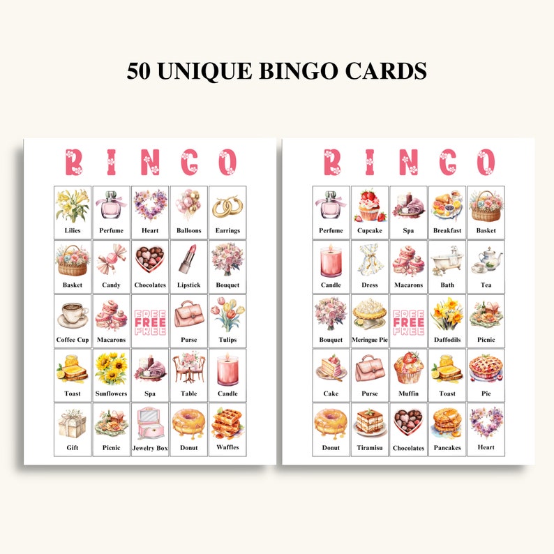 50 Printable Mother's Day Bingo Cards Mothers Day Picture Bingo Mothers ...