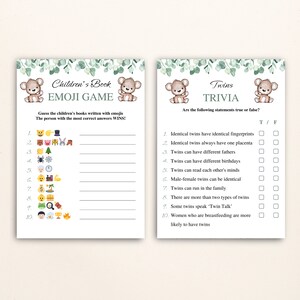 14 Printable Twin Baby Shower Games | Twin Boy and Girl Baby Shower ...