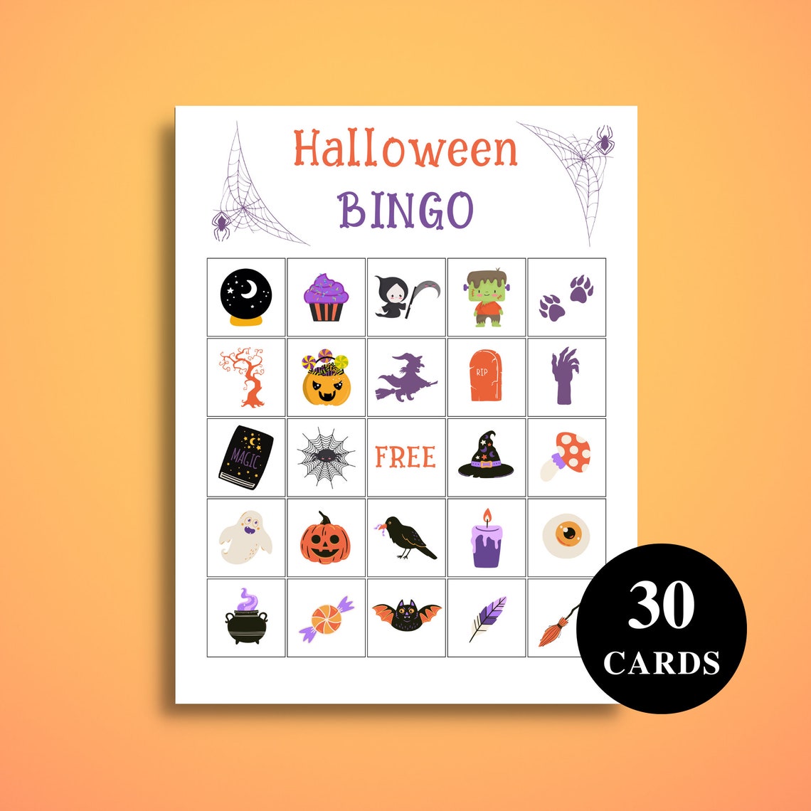 30 Printable Halloween Bingo Cards Halloween Games for Kids Halloween ...
