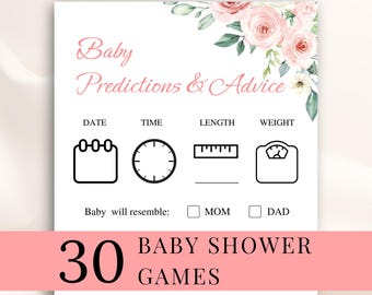 30 afdrukbare bloemen babyshowergames, blush roze babyshowergames, baby in bloei babyshowergames, babyshowergames voor meisjes, DOWNLOAD