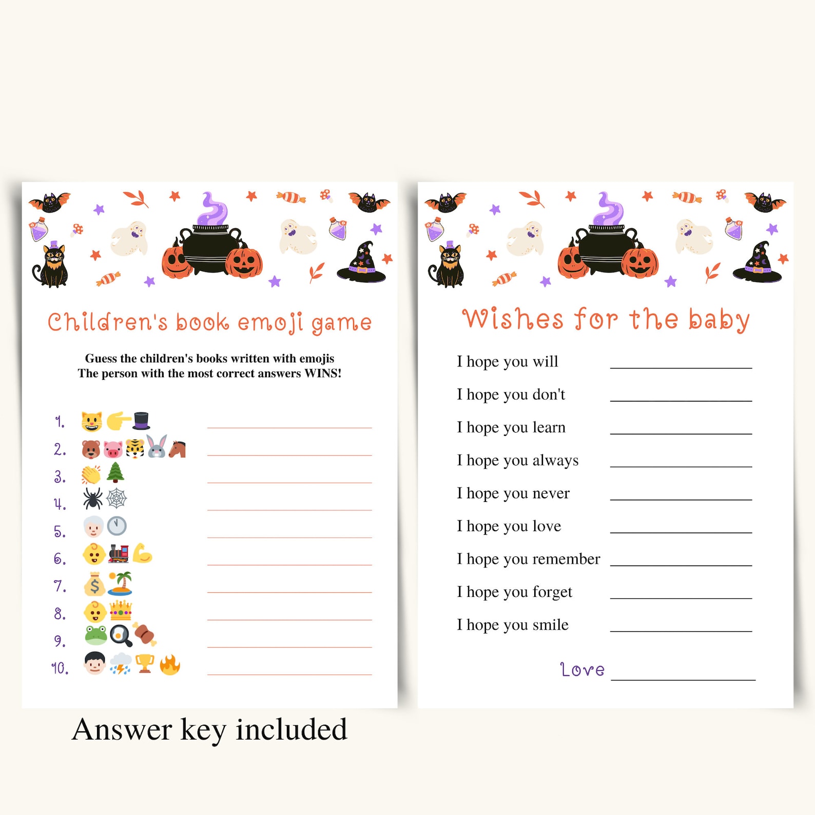 14 Printable Halloween Baby Shower Games 5x7 A Baby is - Etsy