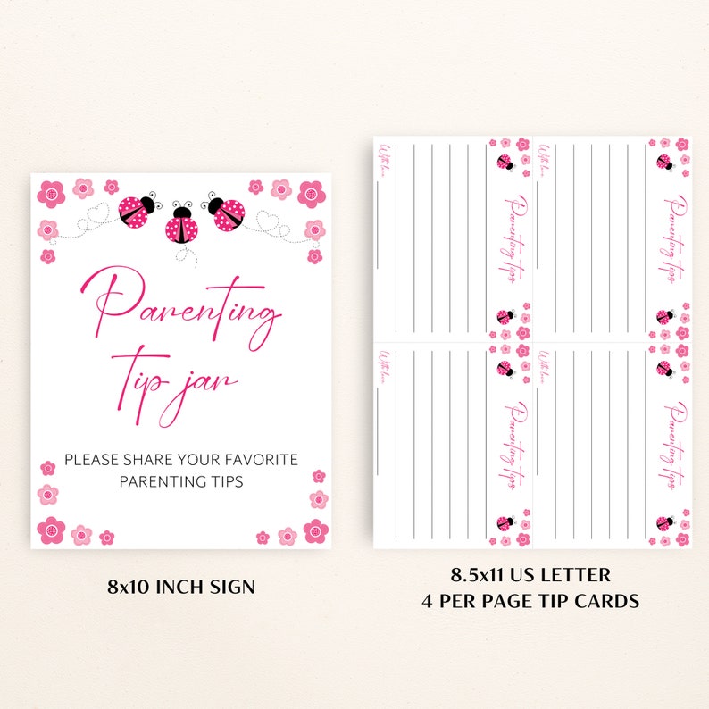 16 Printable Pink Ladybug Baby Shower Table Signs, Lovebug Baby Shower ...