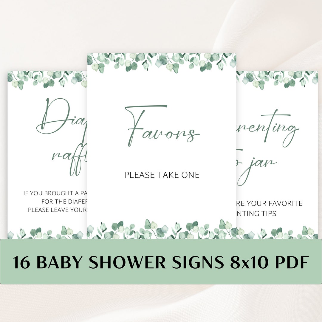 16 Printable Eucalyptus Baby Shower Table Signs 8x10 Baby - Etsy