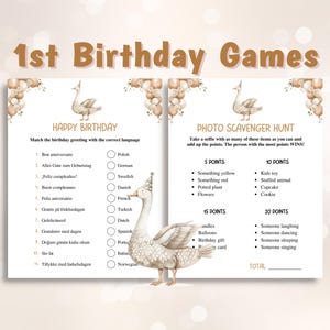 12 jeux d'anniversaire imprimables One Silly Goose, premier lot de jeux de fête d'anniversaire, jeux de fête d'anniversaire bohèmes, lettre US et A4, téléchargement