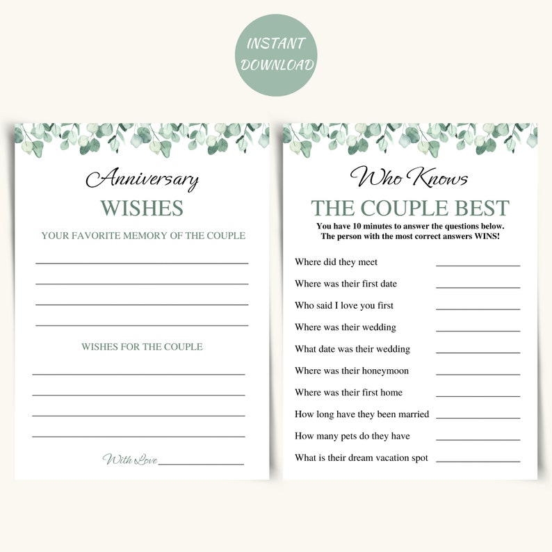 10 Printable Anniversary Games Wedding Anniversary Games Anniversary ...