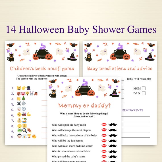 14 Printable Halloween Baby Shower Games 5x7 A Baby is - Etsy