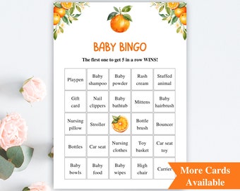 30 Printable Little Cutie Baby Shower Bingo Cards | 5x7''  Citrus Baby Bingo Cards | A Little Cutie Is On The Way Baby Shower Games DOWNLOAD