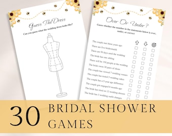 30 Printable Bride To Bee Bridal Shower Games, She Found Her Honey Bridal Shower Games, Sunflower Bridal Shower Games, DOWNLOAD