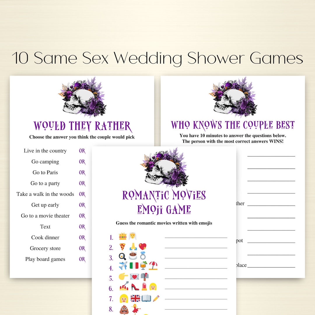 10 Printable Gothic Same Sex Wedding Shower Games Goth Same Sex Shower ...