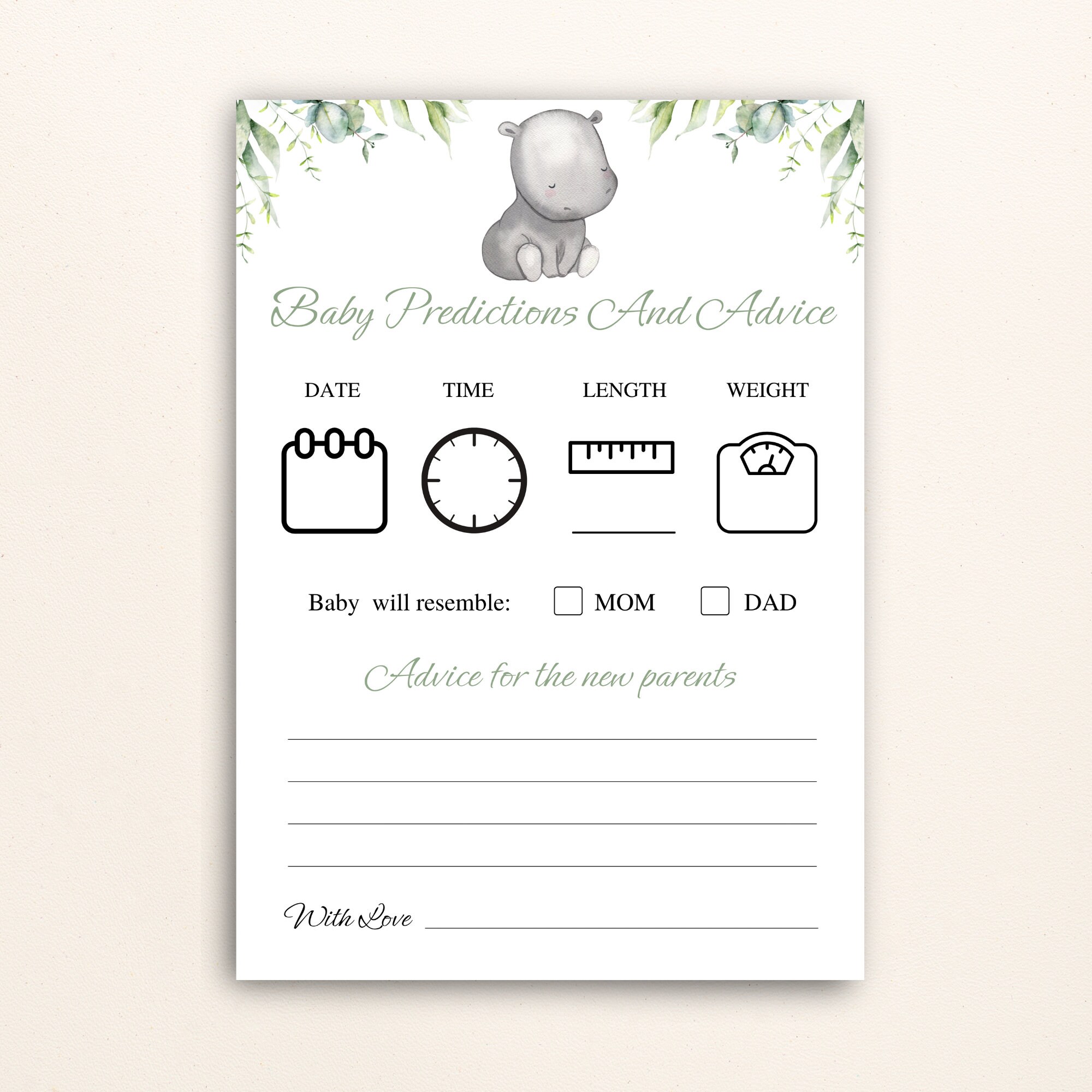 16 Printable Hippo Baby Shower Games Jungle Baby Shower Game Bundle ...