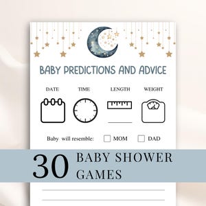 30 Printable Blue Moon And Stars Baby Shower Games, Over The Moon Baby Shower Games, Twinkle Twinkle Little Star Baby Shower Games, DOWNLOAD
