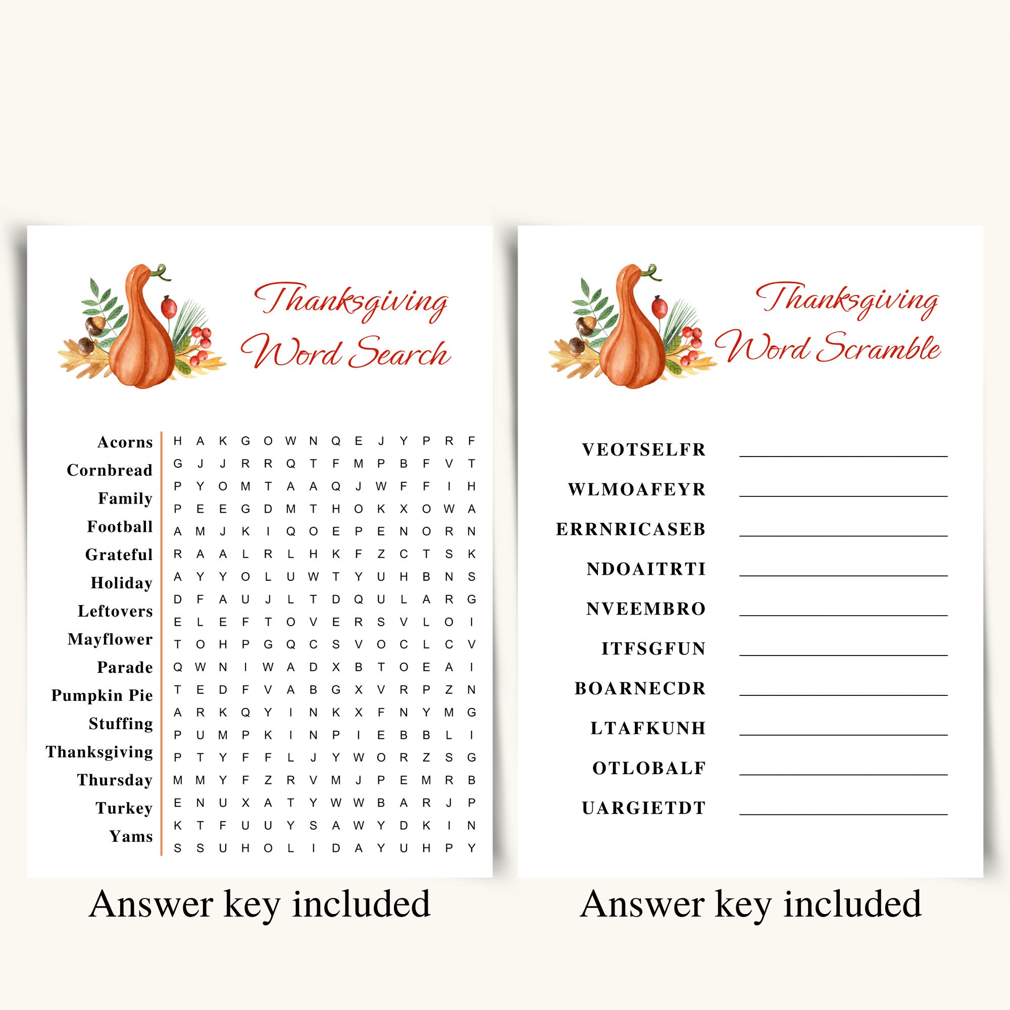 10 Printable Thanksgiving Party Games | Thanksgiving Dinner Games ...