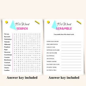 10 Printable 90s Themed Party Games | 90s Party Game Bundle | 90s ...