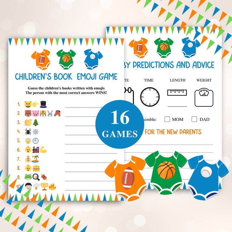 16 Printable Sports Themed Baby Shower Games | All Star Baby Shower ...