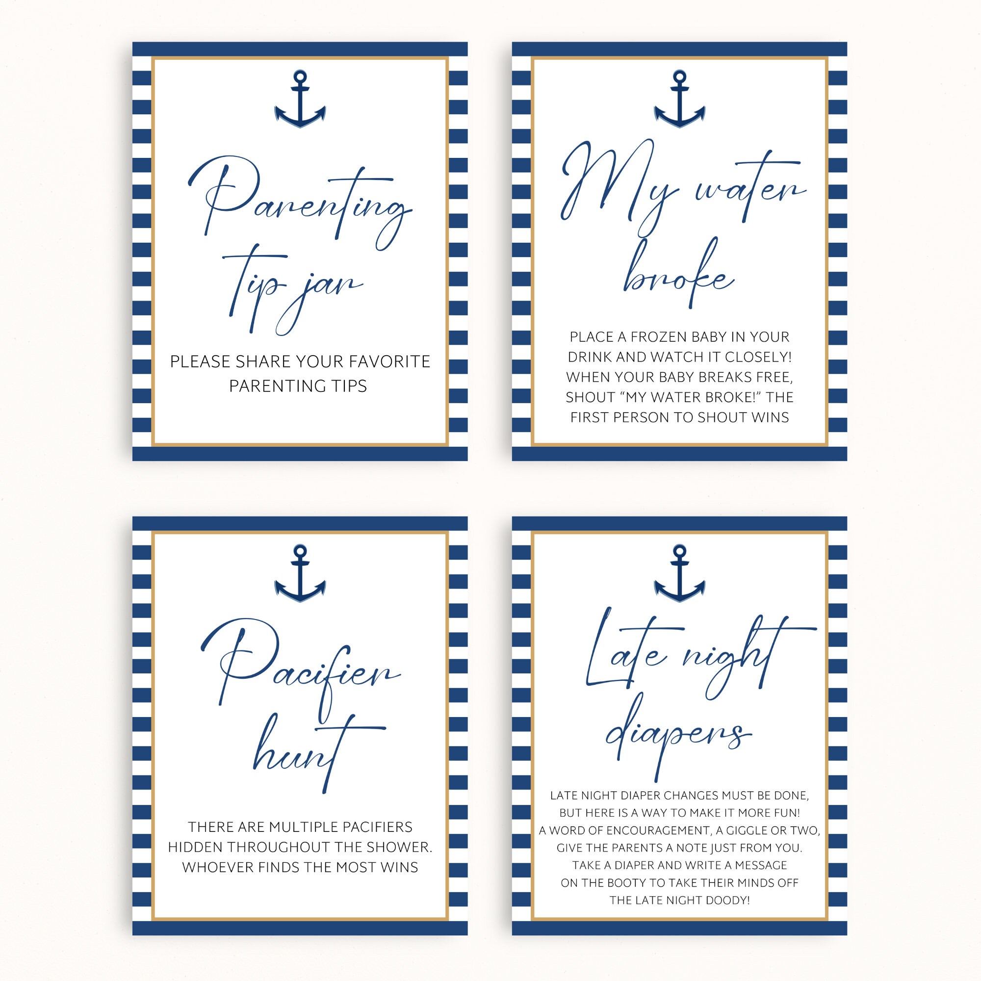 16 Printable Nautical Baby Shower Table Signs 8x10 Baby Shower Sign Bundle Sailor Baby Shower ...