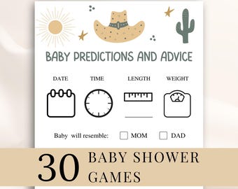 30 Printable Western Baby Shower Games, Cowboy Baby Shower Games, Wild West Baby Shower Games, Rodeo Baby Shower Games, DOWNLOAD