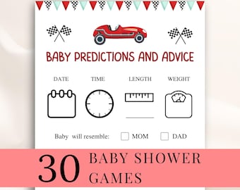 30 Printable Racing Car Baby Shower Games, Racecar Baby Shower Games, Racing Baby Shower Games, Racetrack Baby Shower Games, DOWNLOAD