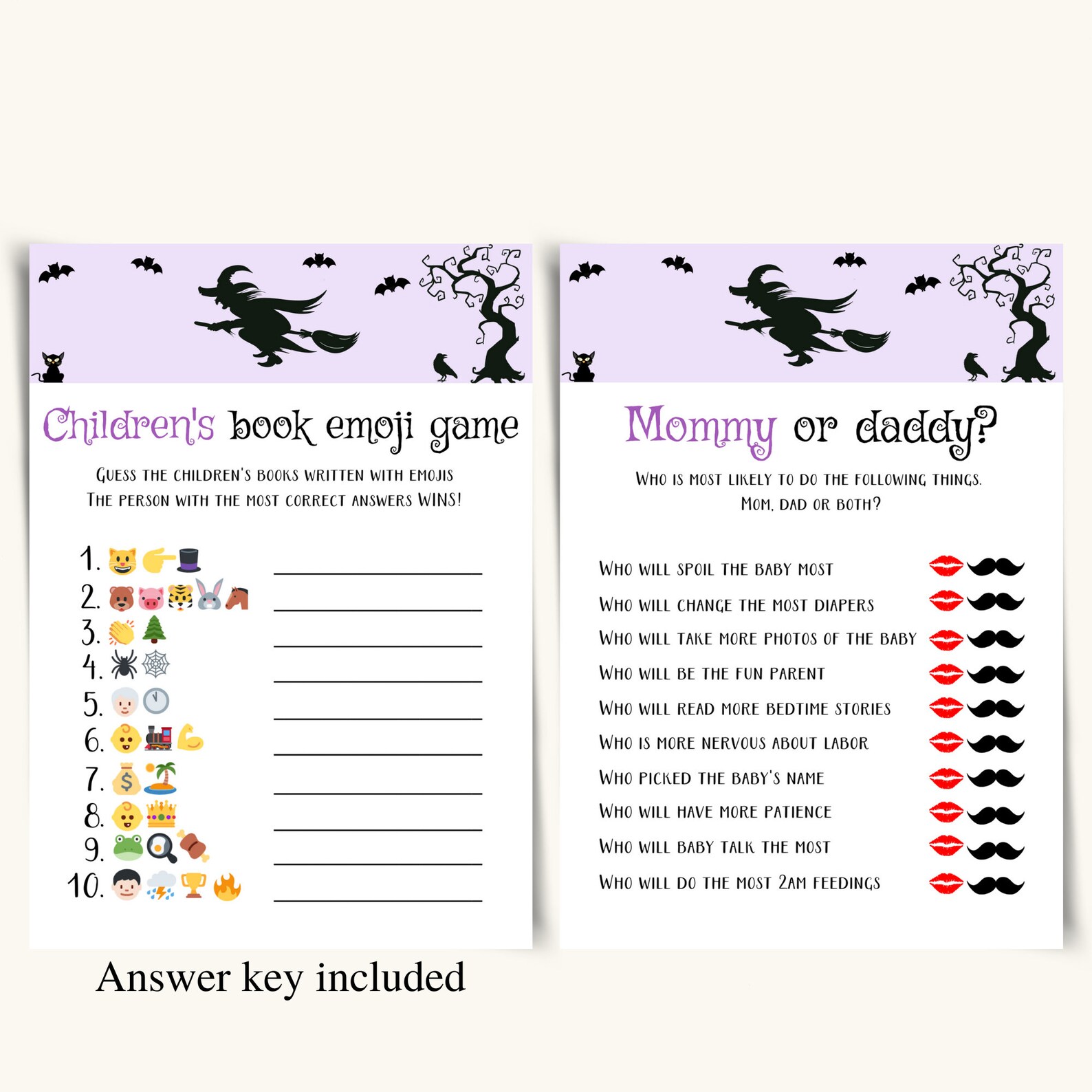 Printable Halloween Baby Shower Games, 5x7 Halloween Baby Shower Game ...