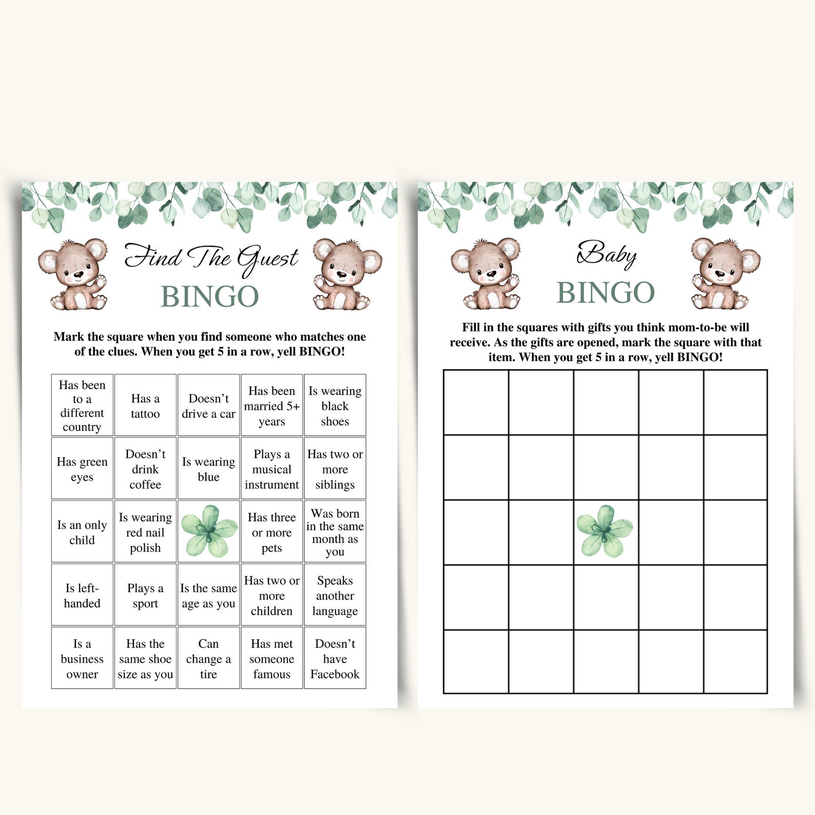 14 Printable Twin Baby Shower Games Twin Boy and Girl Baby - Etsy