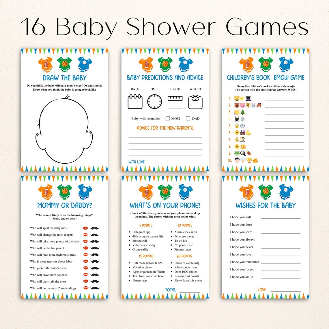16 Printable Sports Themed Baby Shower Games All Star Baby Shower Game ...