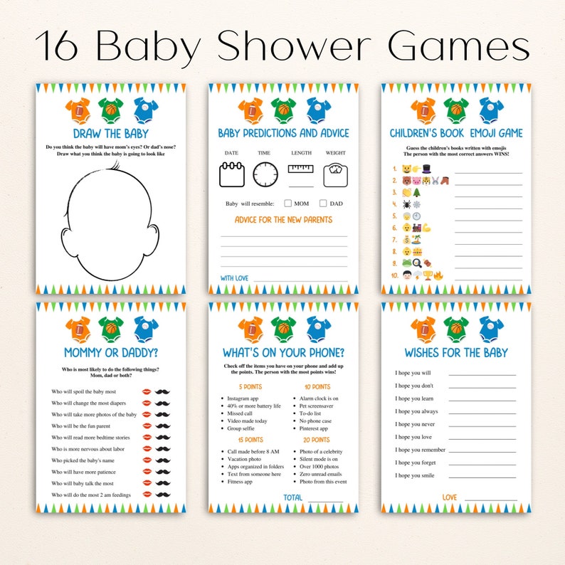 16 Printable Sports Themed Baby Shower Games All Star Baby Shower Game