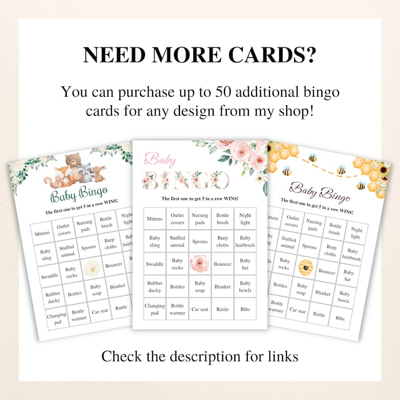 30 Printable Safari Baby Shower Bingo Cards 5x7'' Prefilled Baby Bingo Cards Jungle Baby Shower Games DOWNLOAD image 6