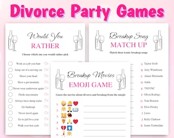 10 Printable Divorce Party Games: Divorced Af, US Letter Size & A4 Included, DOWNLOAD