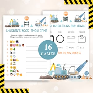 16 Printable Construction Baby Shower Games | Construction Theme Baby Shower Game Bundle | Under Construction Baby Shower Games | DOWNLOAD