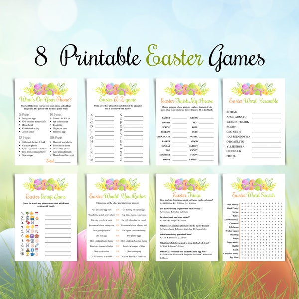 Printable Easter Games, 8 Game Bundle For Easter Office Party, Easter Games For Family Game Night, Easter Party Games, Easter Activities