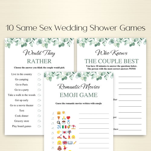 10 Printable Same Sex Wedding Shower Games Same Sex Shower Etsy