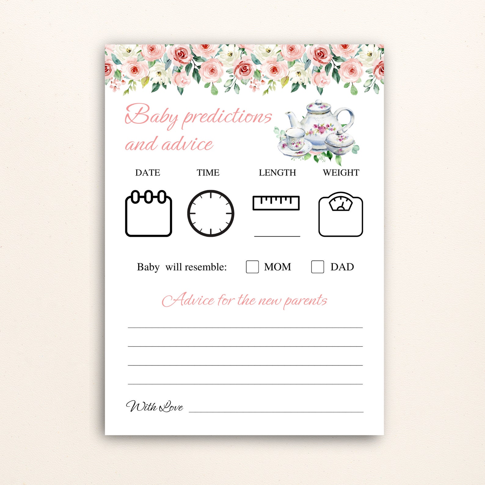 16 Printable Tea Party Baby Shower Games, Afternoon Tea Baby Shower ...