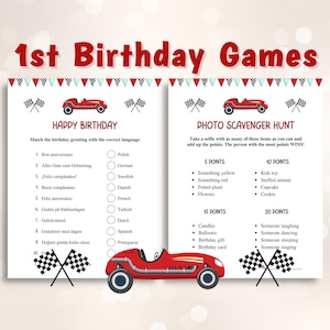 12 Printable Fast One Birthday Games, First Birthday Party Game Bundle, Racing Car Birthday Party Games, US Letter & A4 Included, DOWNLOAD
