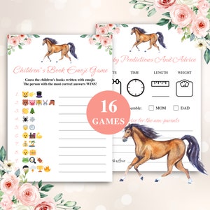16 Printable Horse Baby Shower Games | Cowgirl Baby Shower Game Bundle | Floral Western Baby Shower Games | DOWNLOAD
