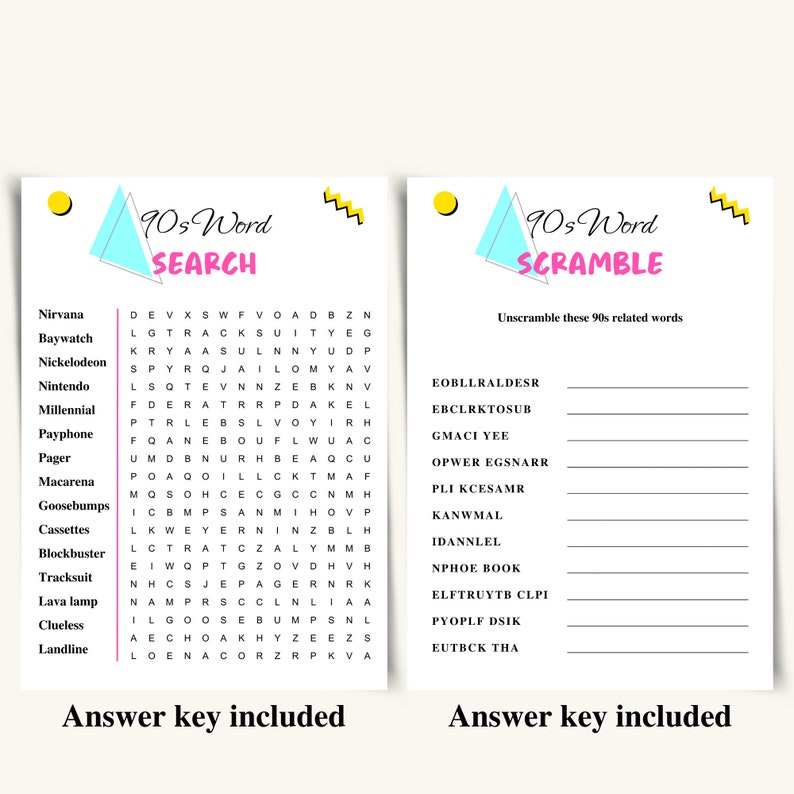 10 Printable 90s Themed Party Games 90s Party Game Bundle Etsy