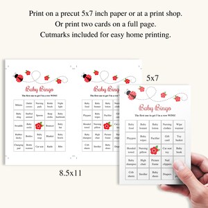 30 Printable Prefilled Baby Shower Bingo Cards, Ladybug Baby Shower Bingo Cards, Red Baby Shower ...