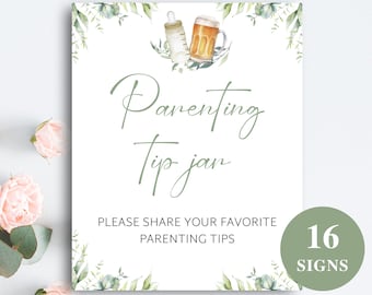16 placas de mesa imprimíveis para chá de bebê "Um bebê está a caminho", decoração para chá de bebê com tema de cerveja, decoração para chá de bebê com tema de cervejaria, 20x25cm (8x10") - DOWNLOAD