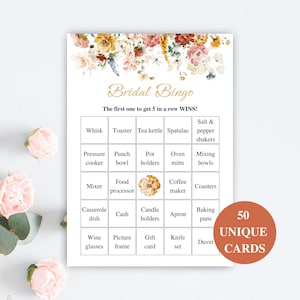 50 tarjetas de bingo de despedida de soltera precargadas imprimibles / Bingo de regalo de despedida de soltera / Juegos de despedida de soltera de flores silvestres / Ducha de novia de jardín DESCARGAR